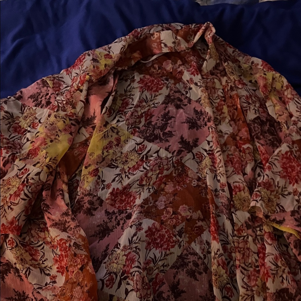 LC Lauren Conrad Floral Swim Coverup - Pink and Yellow